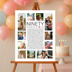 90 Gründe, warum wir dich lieben Fotocollage Poster