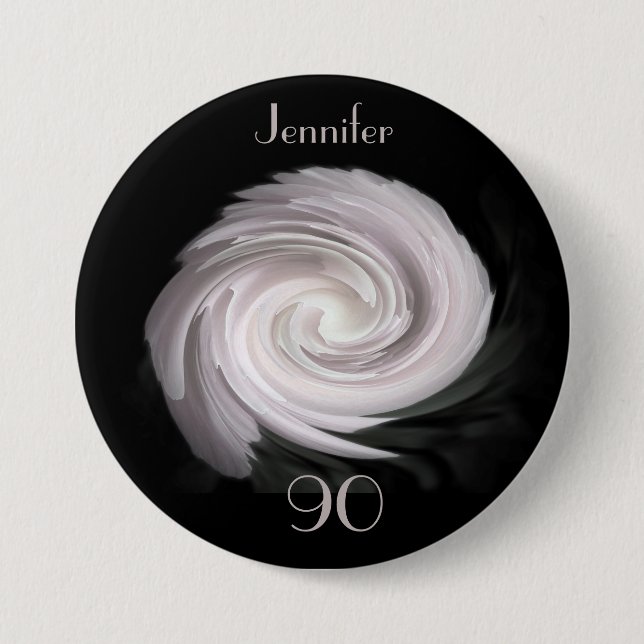 90 Jahre alt, hellrosa Rose Knopf Button (Vorderseite)