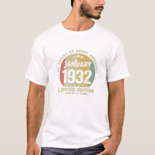 90 Jahre alt Januar 1932 Limitierte Auflage 90. Ge T-Shirt