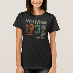90 Jahre alt Vintag 1932 90. Geburtstag Frauen ich T-Shirt