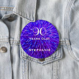90 Jahre alter Personalisierter Lila Abstrakter Bu Button
