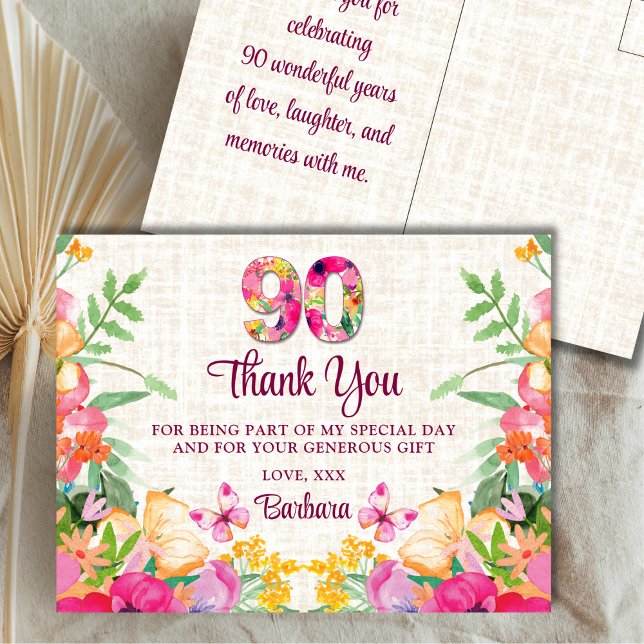 90 Jahre Blume Blumenhandtücher 90. Geburtstag Dan Postkarte (Von Creator hochgeladen)