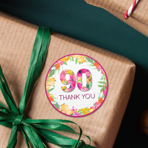 90 Jahre Blume Schmetterling 90. Geburtstag Vielen Runder Aufkleber