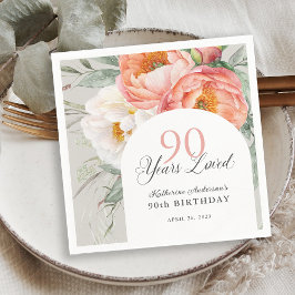 90 Jahre Liebe Weibchen Flora 90. Geburtstag Serviette