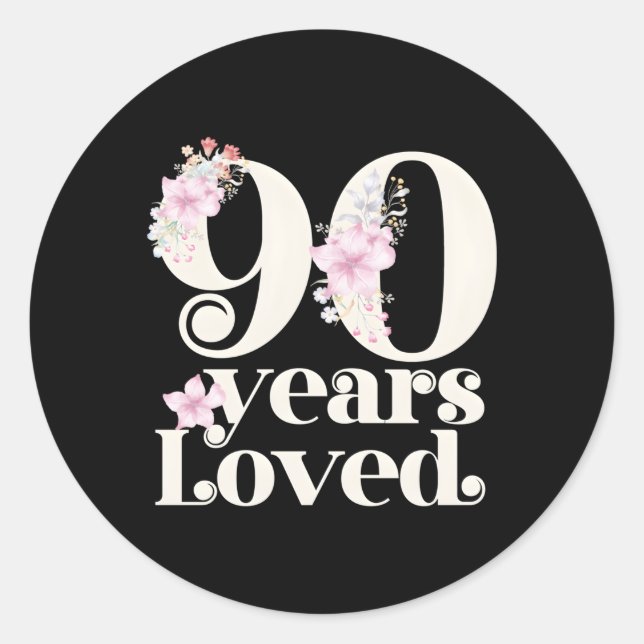 90 Jahre Loved Oma 90. Py 90 Runder Aufkleber (Vorderseite)