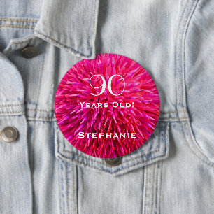 90 Jahre Personalisiertes, heiß rosa Abstraktes B Button