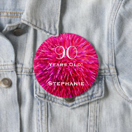 90 Jahre Personalisiertes, heiß rosa Abstraktes Bu Button