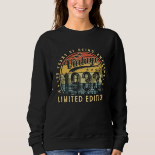 90 Jahre Vintag 1933 90. Geburtstag Sweatshirt