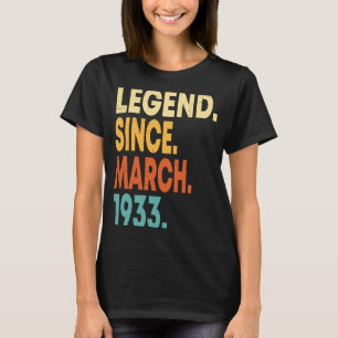 90 Jahre Vintager März 1933 90. Geburtstag T-Shirt