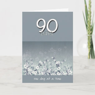 90 Jours Sober Fleurs propres Carte Anniversaire