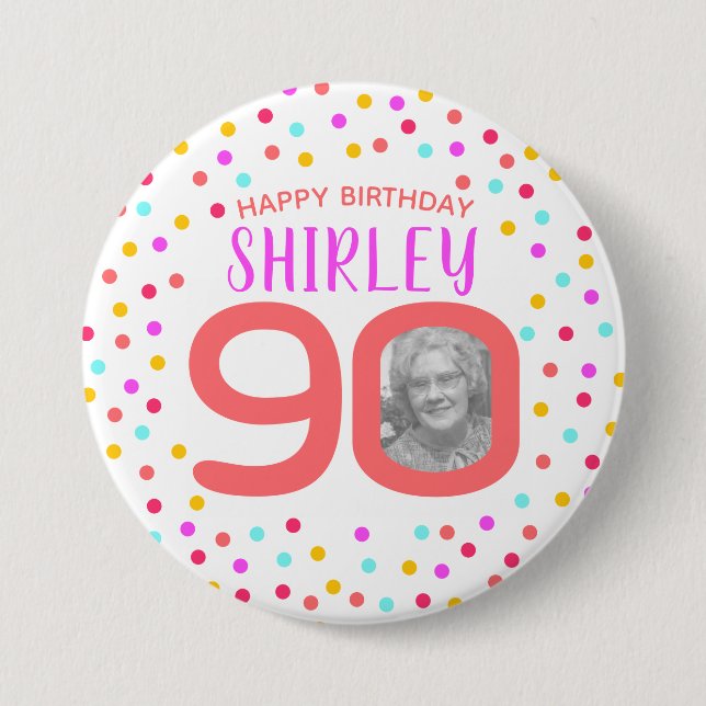 90. kundenspezifisches Foto bunter korallenroter Button (Vorderseite)