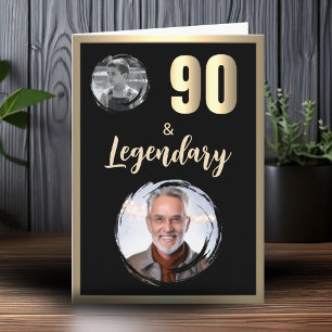 90 & Legendär 2 Fotos 90. Geburtstag Gold Karte