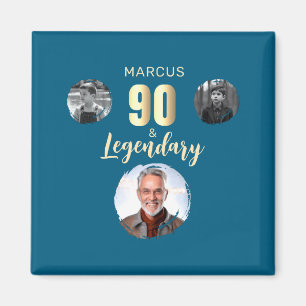 90 Legendäre 3 Fotos Gold 90. Geburtstag Magnet