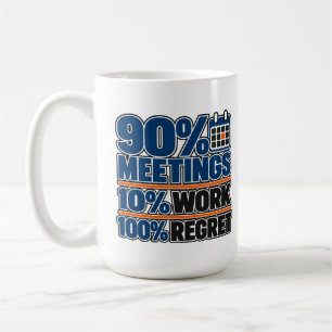 90% Meetings 10% Arbeit 100% Bedauern Lustiger 0,4 Kaffeetasse