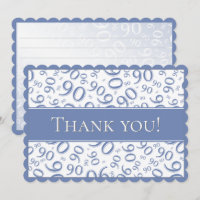 90" Merci !" Motif bleu et blanc de nombre