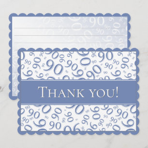 90" Merci !" Motif bleu et blanc de nombre