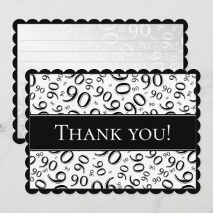 90" Merci !" Motif noir et blanc de nombre