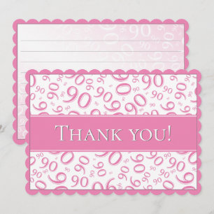 90" Merci !" Motif rose et blanc de nombre