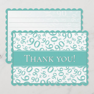 90" Merci !" Motif turquoise et blanc de nombre