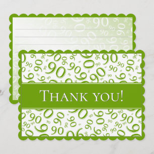 90" Merci !" Motif vert et blanc de nombre
