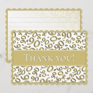 90" Merci !" Or et motif blanc de nombre