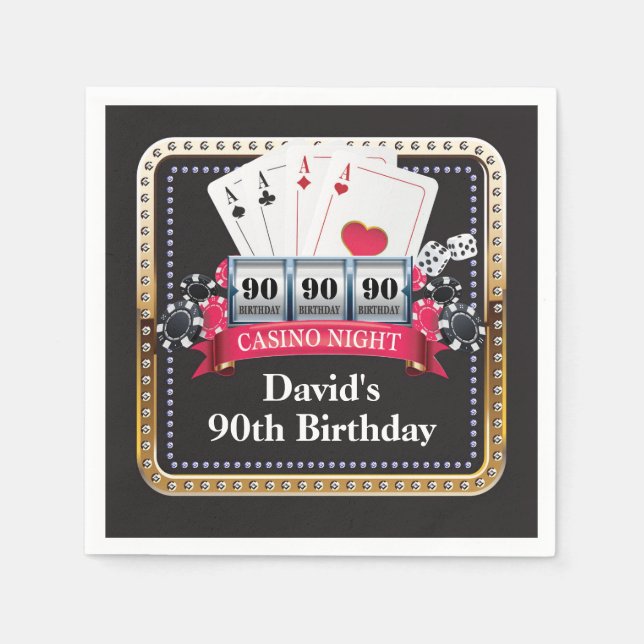 90. Poker Spielkarte Casino Serviette (Vorderseite)