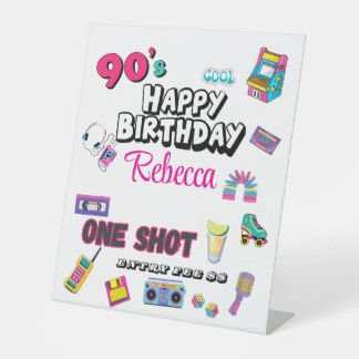 90’s One Shot Entry Fee Tabletop Game Bar Sign Sockelschild