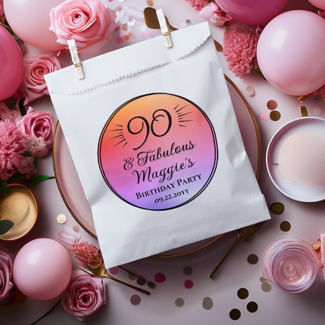 90 und Fantastisch 90. Geburtstagsfeier  Geschenktütchen (90 and Fabulous 90th Birthday Party Classic Round Favor Bags)