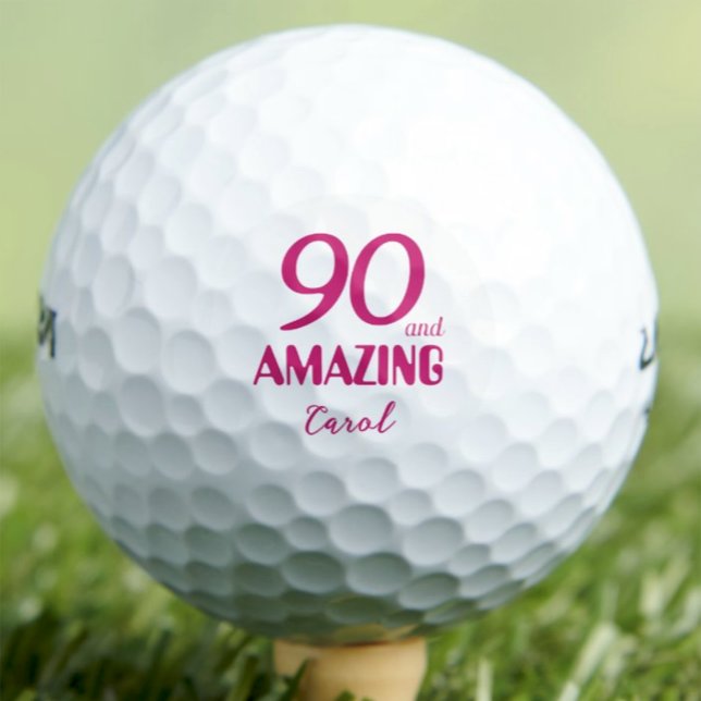 90 und Phantastisches Oma Geschenk - Rosa 90. Gebu Golfball (Von Creator hochgeladen)