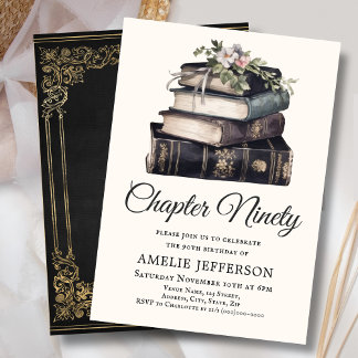 90. | Vintages Viktorianisches Buch Geburtstag Einladung