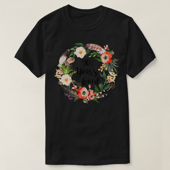 90 Years Loved, 90th Birthday Ohrts for Women, Gra T-Shirt (Design vorne)