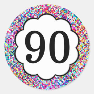 90 - Zahl-bunte Aufkleber