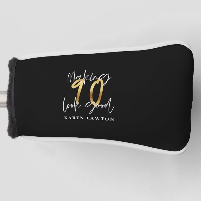 90 zum Geburtstag guten Goldes machen Golf Headcover (Vorderseite)