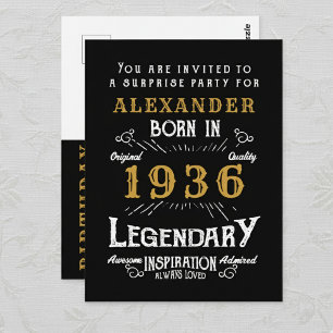 90e Anniversaire 1936 Légende Or Noir Invitation