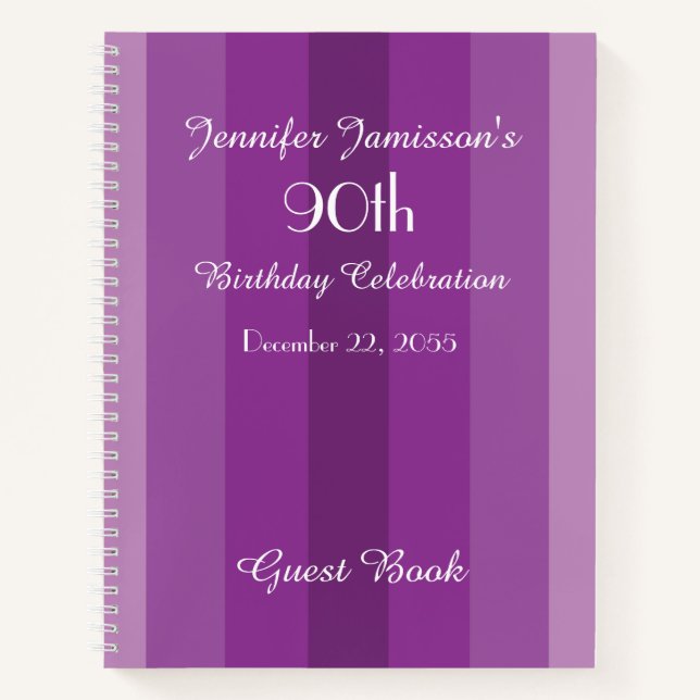 90e Anniversaire de la fête Livre d'invités Purple (Devant)