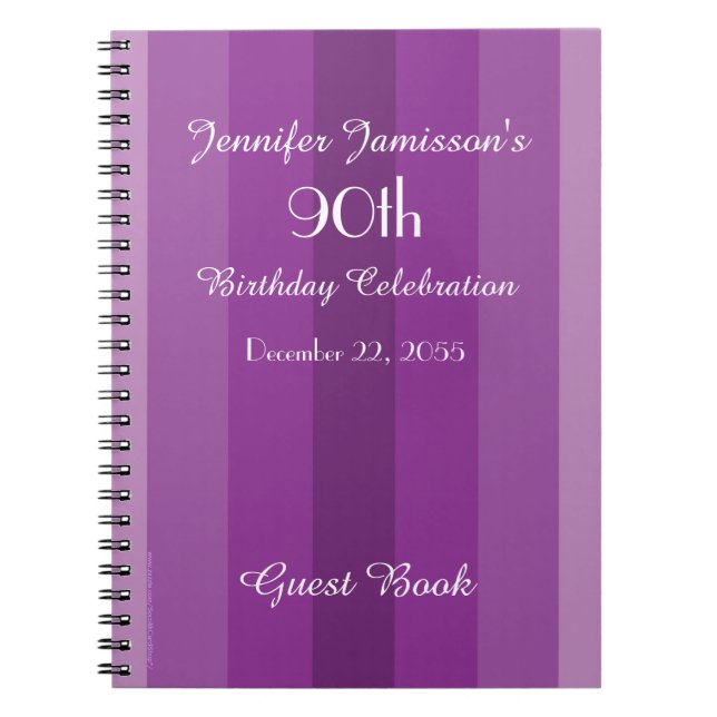90e Anniversaire de la fête Livre d'invités Purple (Devant)