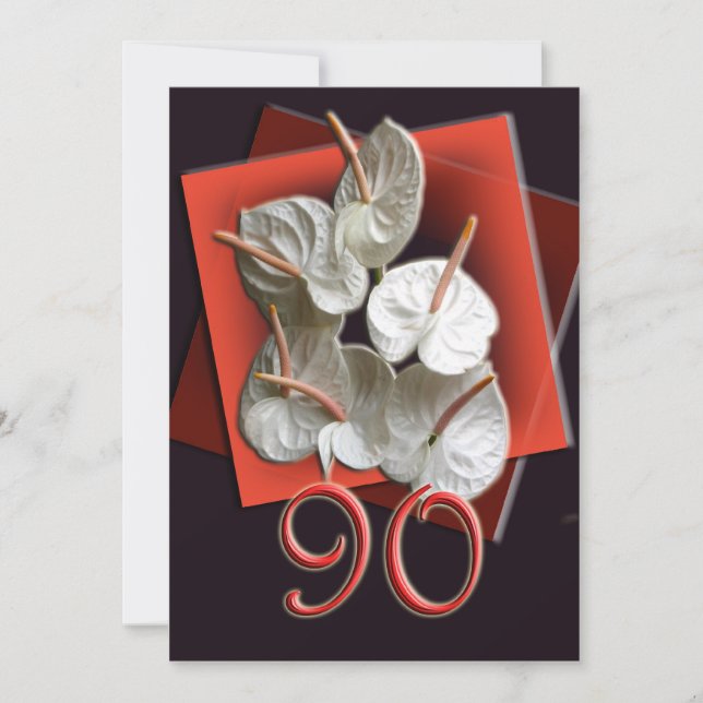 90e anniversaire Invitation à la fête - Antheriums (Devant)