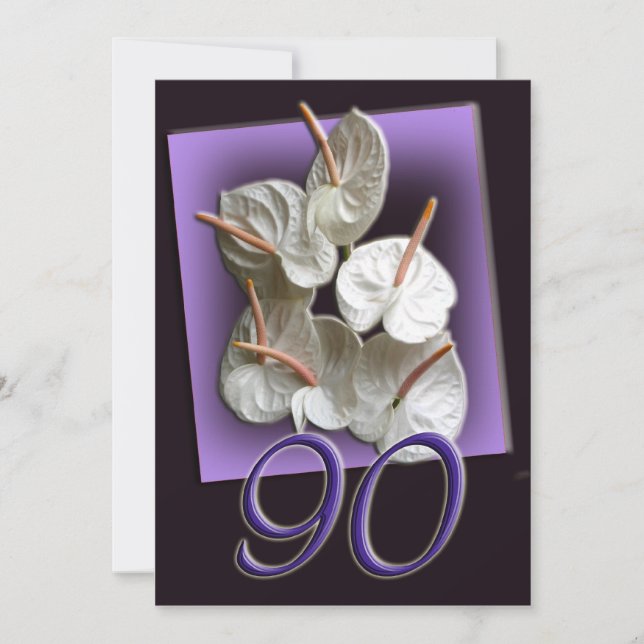 90e anniversaire Invitation à la fête - Antheriums (Devant)