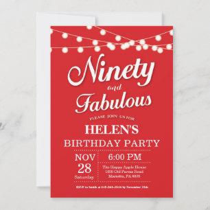 90e anniversaire Invitation Fabulous rouge
