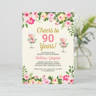 90e anniversaire Invitation Féminine Floral