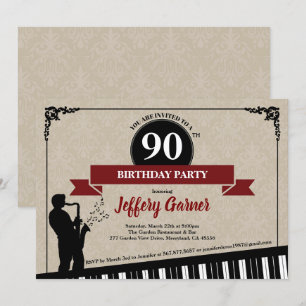 90e anniversaire invitation Jazz music thème