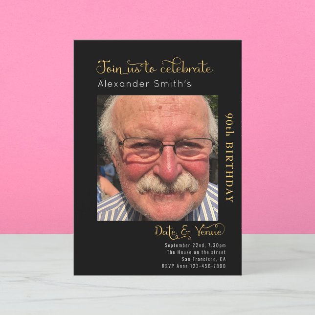 90e anniversaire Invitation noire (Créateur téléchargé)