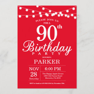 90e anniversaire Invitation rouge