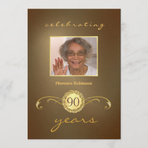 90e anniversaire Invitations - Antique Gold