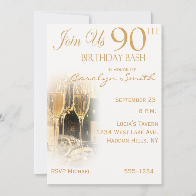 90e anniversaire Invitations de fête (Devant)