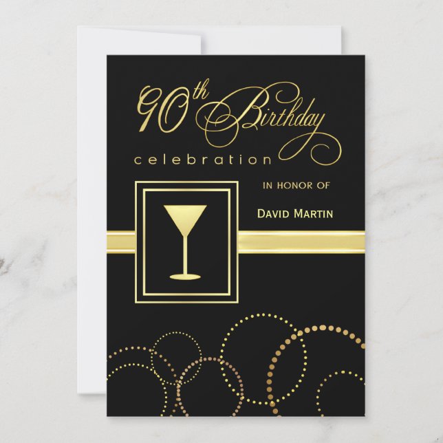 90e anniversaire Invitations de fête - avec Monogr (Devant)