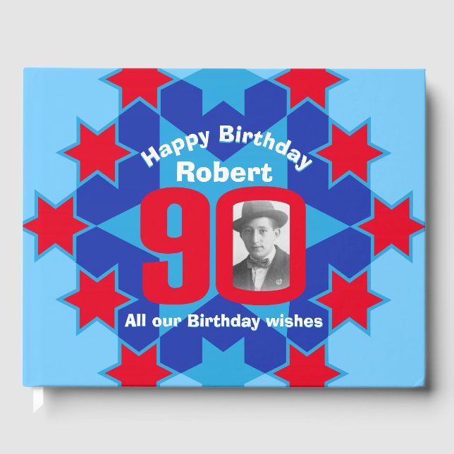 90e anniversaire photo étoile rouge bleu livre d'o (Recto)