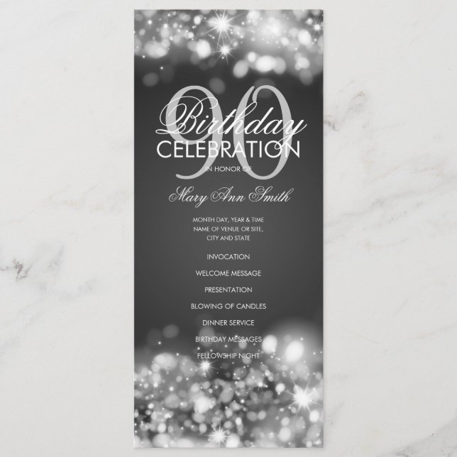 90e anniversaire Programme Glam Lights Silver Menu (Devant)