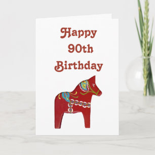 90e carte d'anniversaire avec Dala Horse