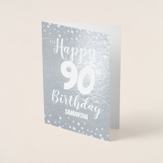 90e Carte Foil Personnalisée Anniversaire (Devant)